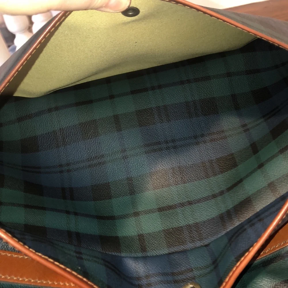 RALPH LAUREN Black Watch Plaid Crossbody Computer Messenger Tote Bag Vintage